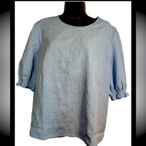 Ted Baker Women’s Short Puff  Sleeve Blouse Size XL Blue
